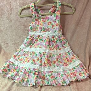 Tommy Bahama Pink and White Floral Kids Dress w Adjustable Straps